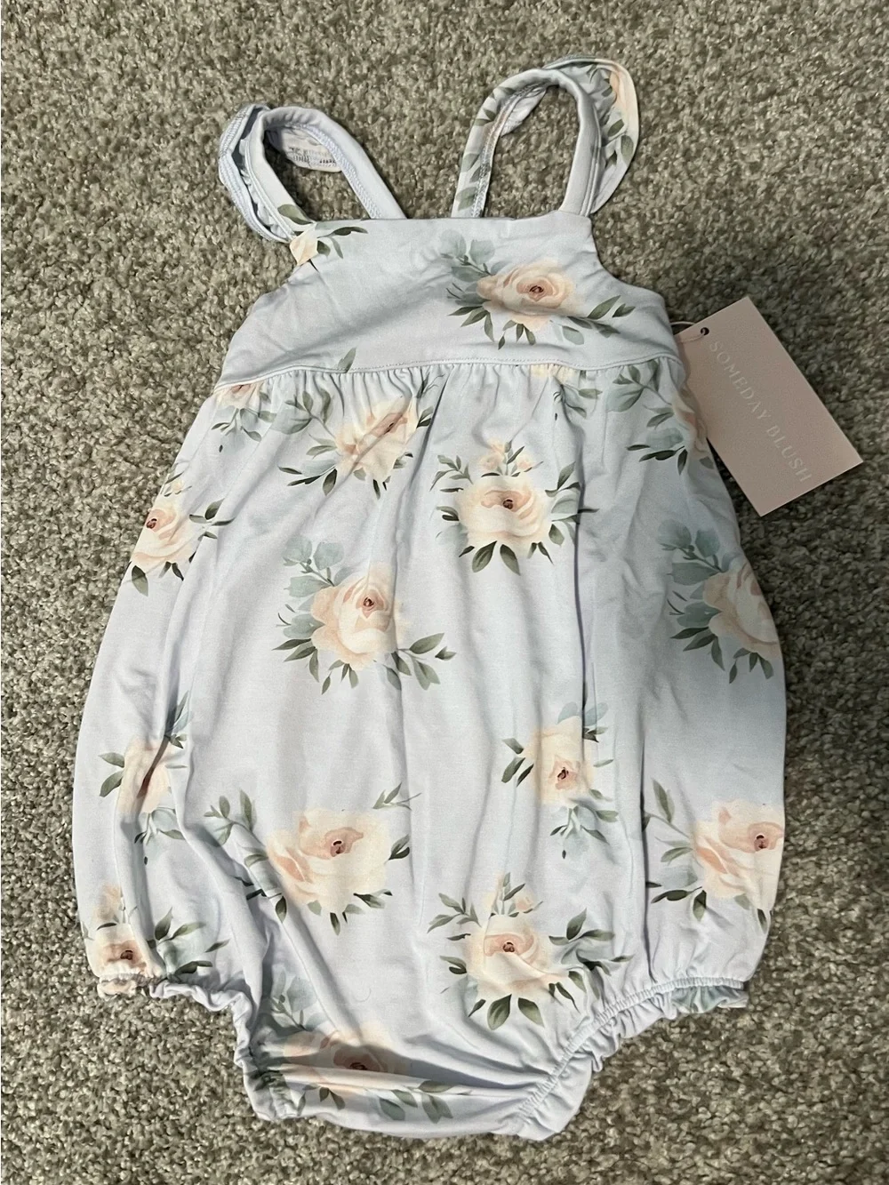 Blush Lotus bamboo Cosette bubble romper light blue floral 18-24 toddler